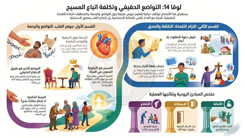 لوقا 14: يسوع يعلّمنا التواضع وقبول دعوته — حياة صادقة مع المسيح (شرح وتفسير كامل)