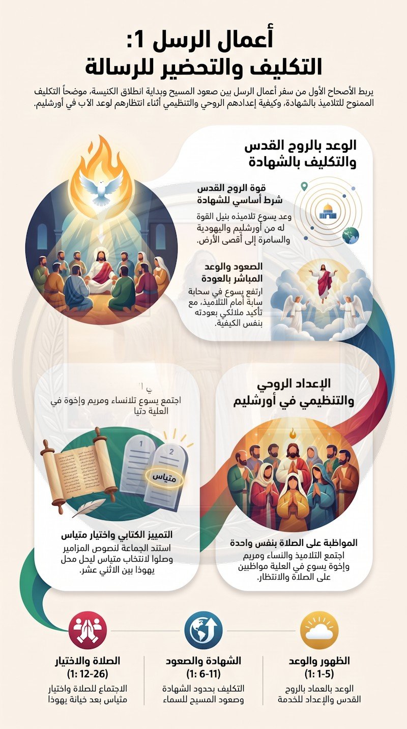 أعمال الرسل 1: وعد الروح القدس وصعود المسيح واختيار متياس — بداية الشهادة إلى أقصى الأرض (شرح وتفسير كامل)