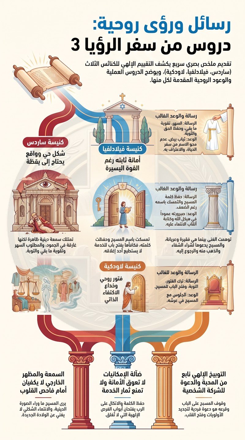 الرؤيا 3: رسائل المسيح إلى ساردس وفيلادلفيا ولاودكية - استيقظ وتمسك وافتح له الباب (شرح وتفسير كامل)