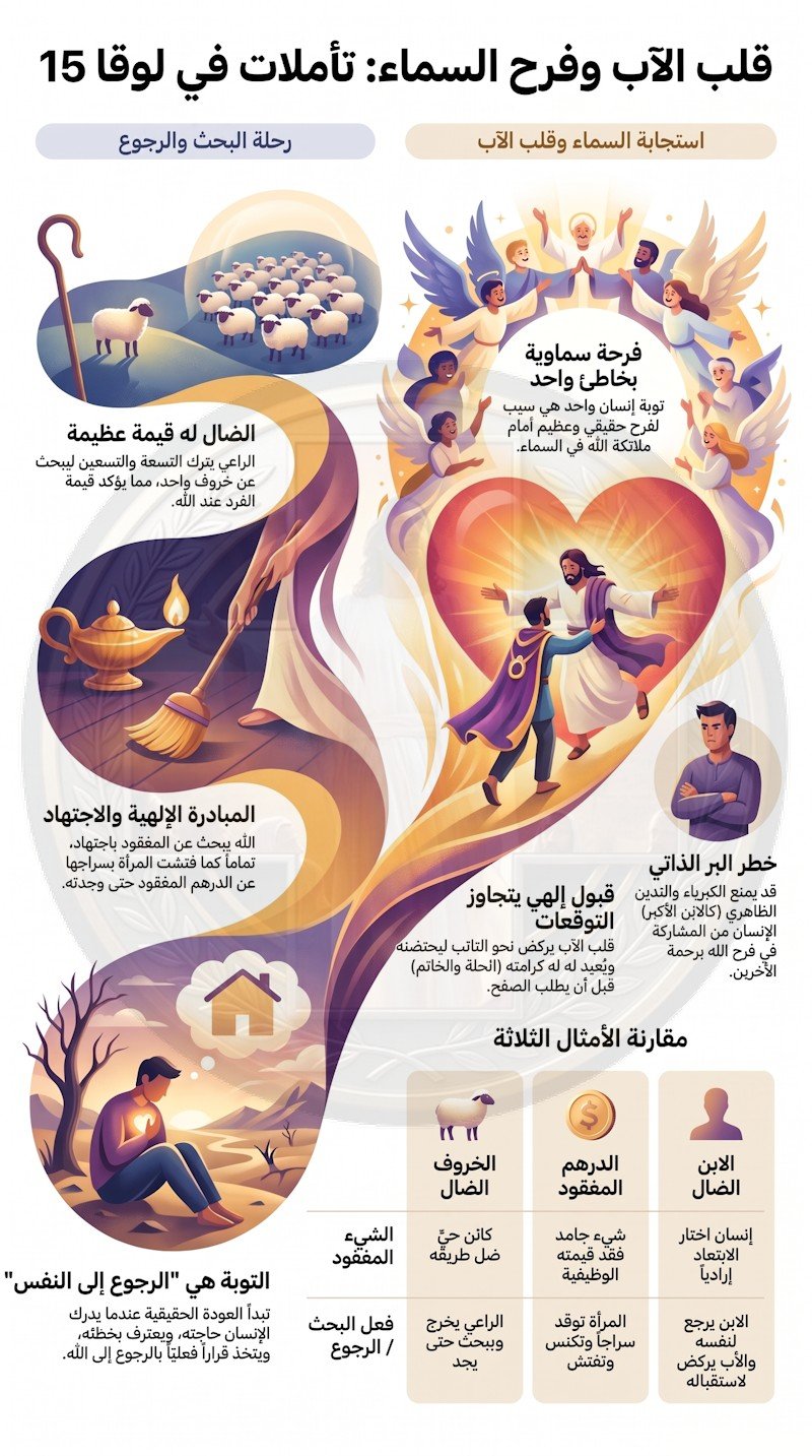 لوقا 15: الخروف الضال والدرهم المفقود والابن الضال — فرح الله برجوع الخاطئ (شرح وتفسير كامل) 2 لوقا 15: الخروف الضال والدرهم المفقود والابن الضال — فرح الله برجوع الخاطئ (شرح وتفسير كامل)